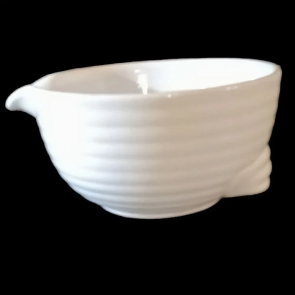 Vintage 50's Milk White Ringware Mixing Bowl with Pouring Spout and Handle